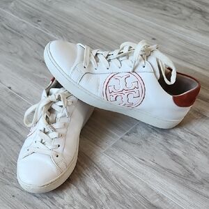 TORY BURCH Logo White Sneakers Size 8